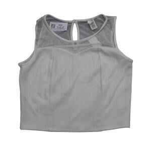 Find Me Shirt Womens 1X White Sleeveless Mesh Scoop Neck Tank Crop Top